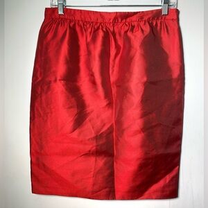 VTG Moschino Cheap and Chic Elegant Red Silk Skirt knee length size 8 collector